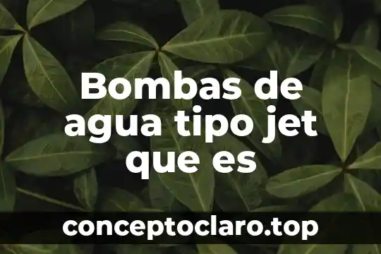 Bombas de agua tipo jet que es