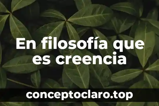 En filosofía que es creencia