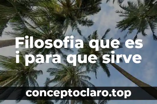 Filosofia que es i para que sirve