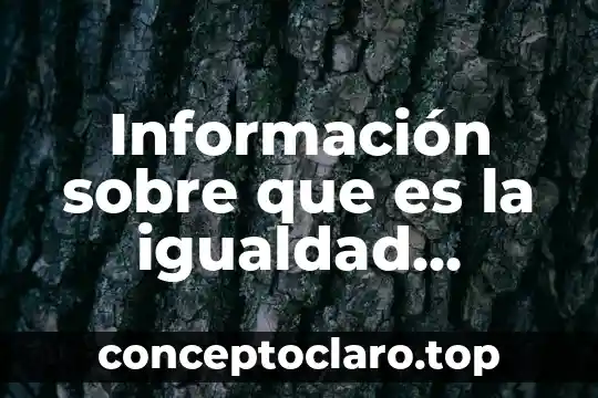 Información sobre que es la igualdad sexual