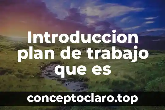 Introduccion plan de trabajo que es