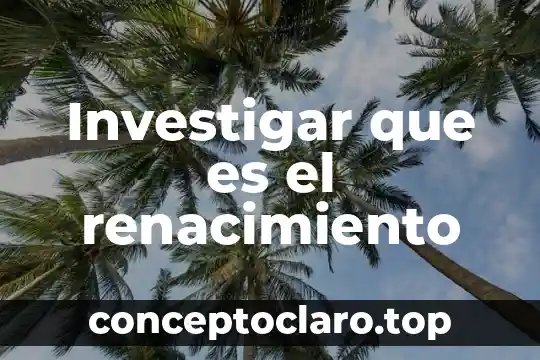 Investigar que es el renacimiento