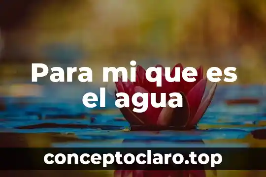 Para mi que es el agua