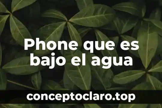 Phone que es bajo el agua