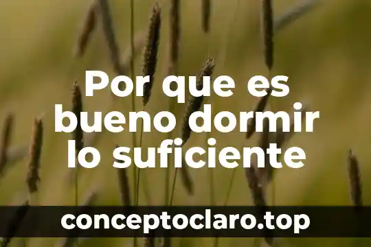 Por que es bueno dormir lo suficiente