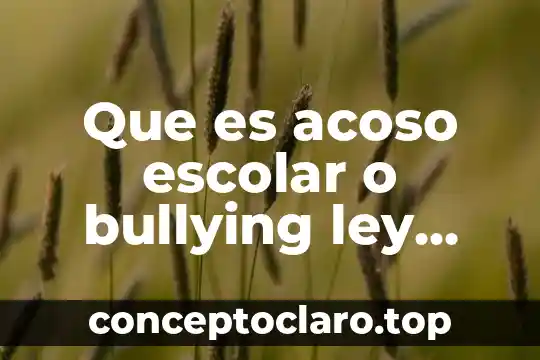 Que es acoso escolar o bullying ley 1620 de 2013
