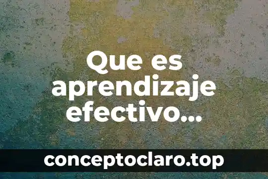 Que es aprendizaje efectivo concepto