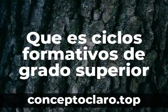 Que es ciclos formativos de grado superior