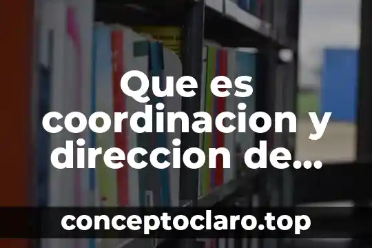 Que es coordinacion y direccion de las actividades productivas