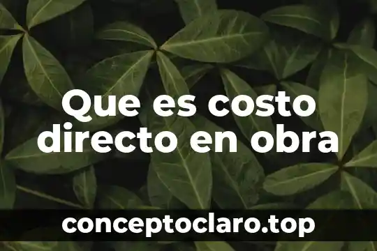 Que es costo directo en obra