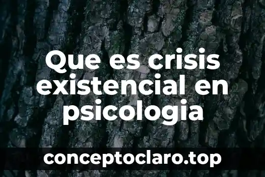 Que es crisis existencial en psicologia