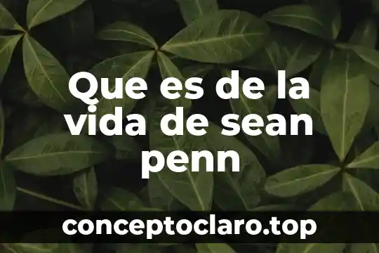 Que es la vida muerte y trascendencia 5 Que es de la vida de sean penn