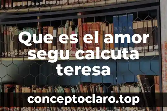 Que es el amor segu calcuta teresa
