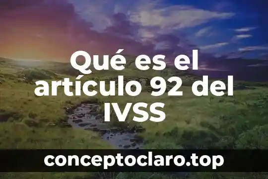 Qué es el artículo 92 del IVSS