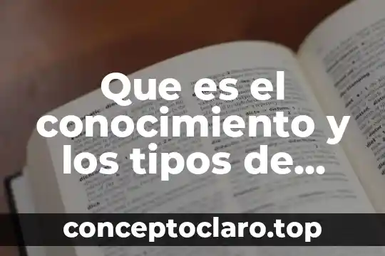 Que es el conocimiento y los tipos de conocimiento