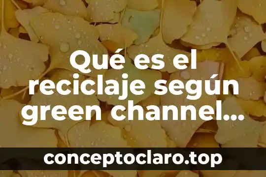 Que es reciclaje de plastico significado 4 Qué es el reciclaje según green channel 2013