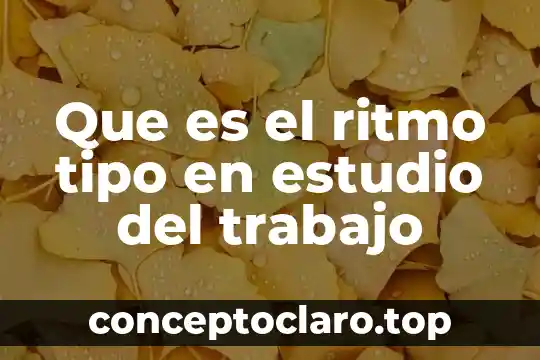 Que es el ritmo tipo en estudio del trabajo