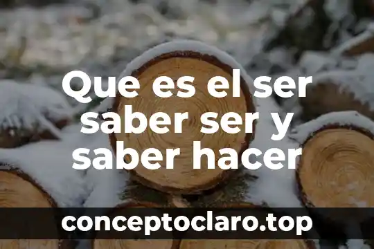 Que es el ser saber ser y saber hacer