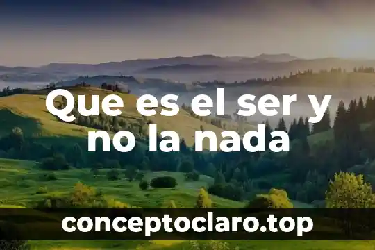 Que es el ser y no la nada