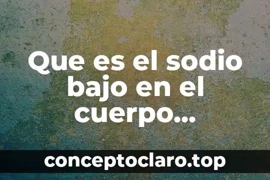 Que es el sodio bajo en el cuerpo humano