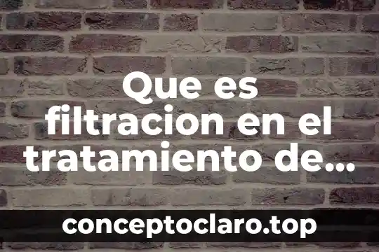 Que es filtracion en el tratamiento de agua