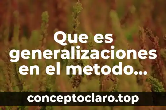 Que es generalizaciones en el metodo cualitativo