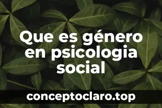Que es género en psicologia social