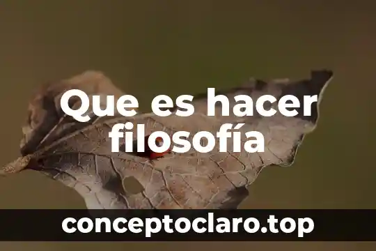 Que es hacer filosofía