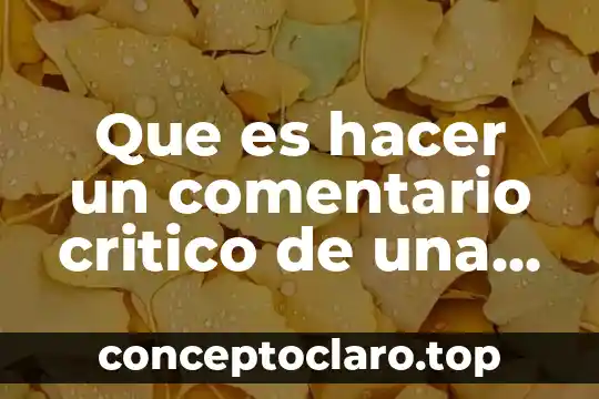Que es hacer un comentario critico de una lectura