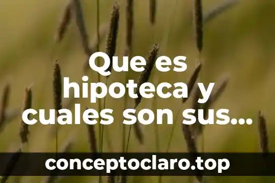 Que es hipoteca y cuales son sus tipos
