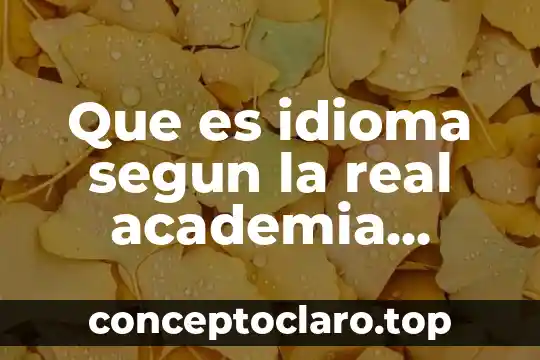 Que es idioma segun la real academia española