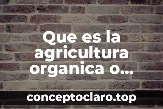 Que es la escuela nacional de agricultura 5 Que es la agricultura organica o ecologica