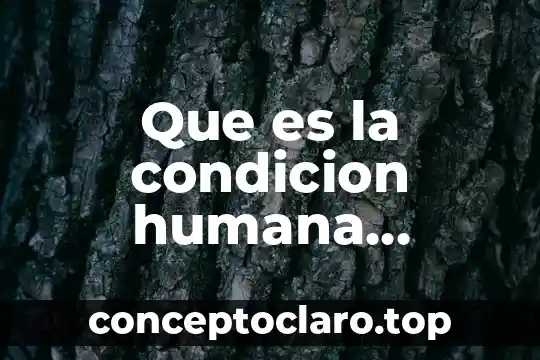 Que es la condicion humana definicion