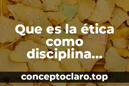 Que es la ética como disciplina filosófica