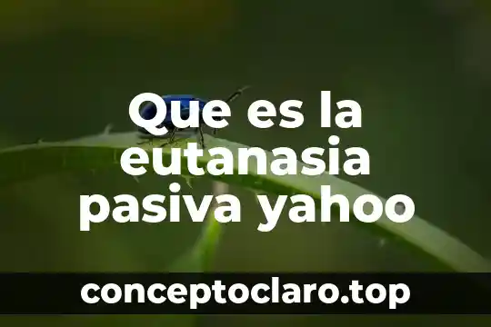 Que es la eutanasia pasiva yahoo