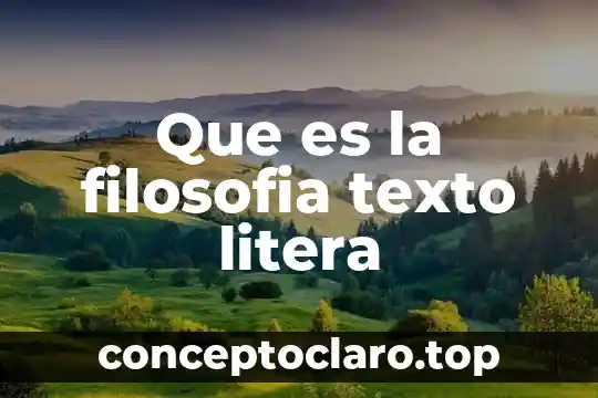 Que es la filosofia texto litera