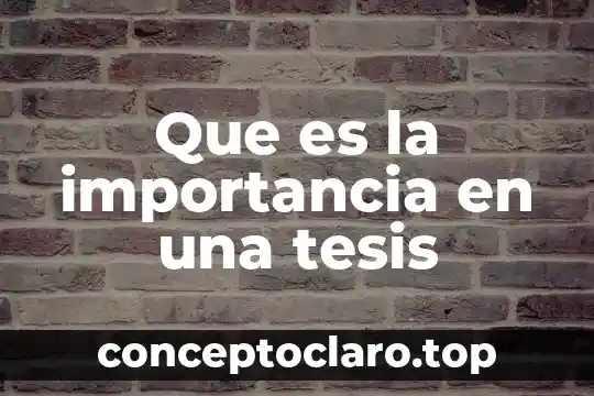 Que es la importancia en una tesis