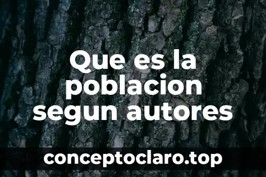 Que es la poblacion segun autores