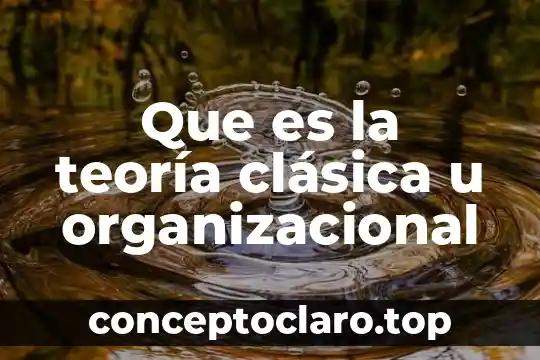 Que es la teoría clásica u organizacional
