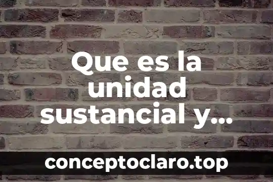 Que es la unidad sustancial y espiritual