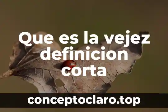 Que es la vejez definicion corta