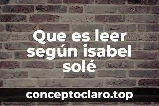 Que es leer según isabel solé