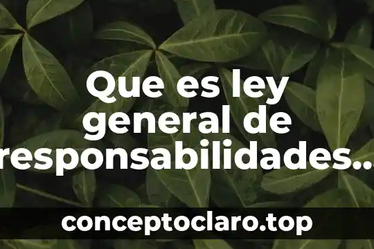 Por que es bueno que las personas asuman sus responsabilidades 3 Que es ley general de responsabilidades administrativas definición