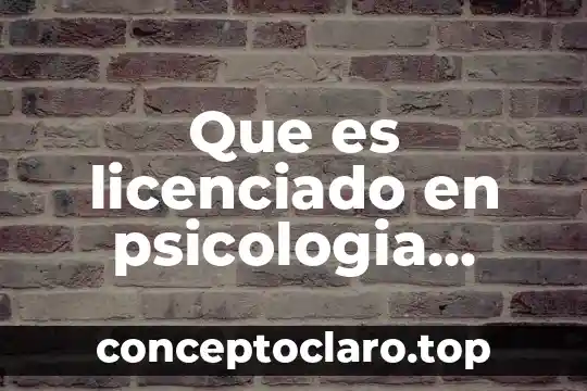 Que es licenciado en psicologia organizacional