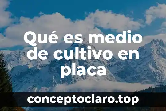 Qué es medio de cultivo en placa