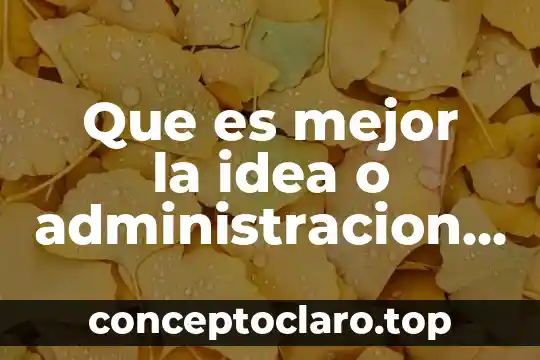 Que es mejor la idea o administracion de empresas