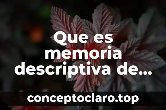 Teoria descriptiva que es 3 Que es memoria descriptiva de obra