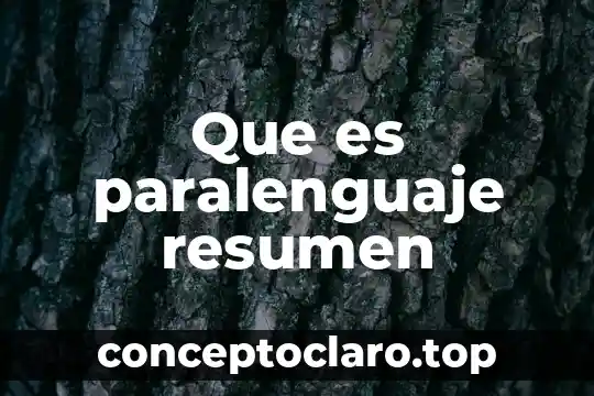 Que es paralenguaje resumen