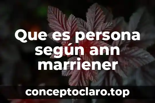 Que es persona según ann marriener