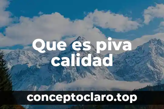Que es la calidad de se 4 Que es piva calidad